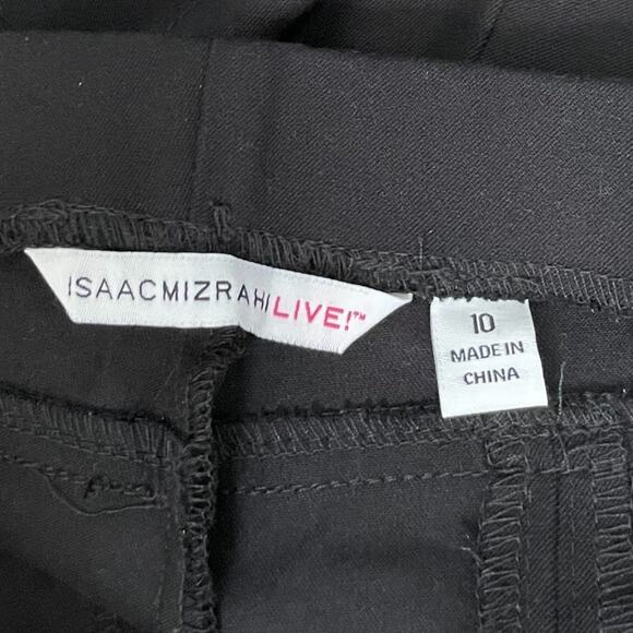 Isaac Mizrahi Live Size 10 Black Ponte Knit Pull On Pants Dark Straight Leg - Picture 5 of 13